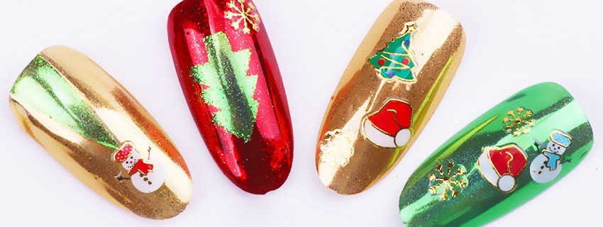 uñas navideñas espejo
